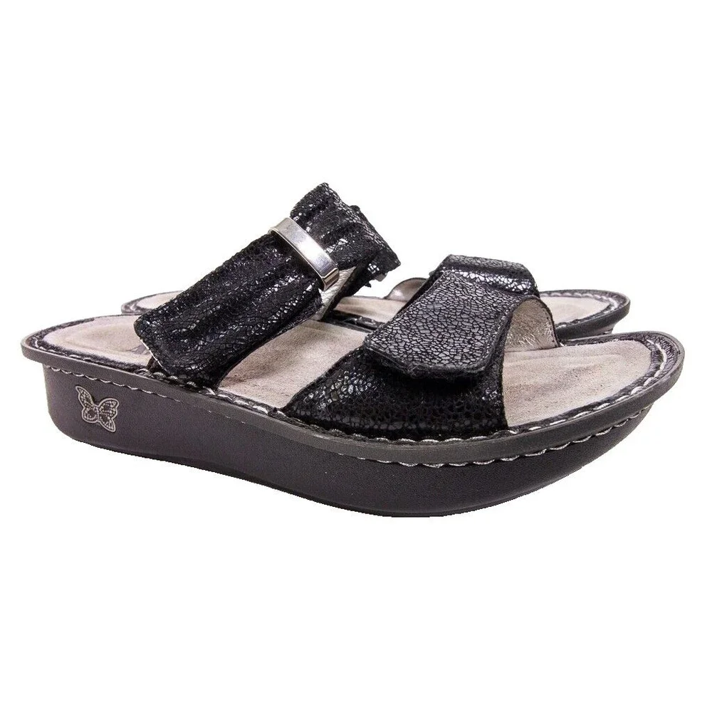 Alegria PG Lite Karmen Open Toe Sandals Size 37/7.5 Black Leather